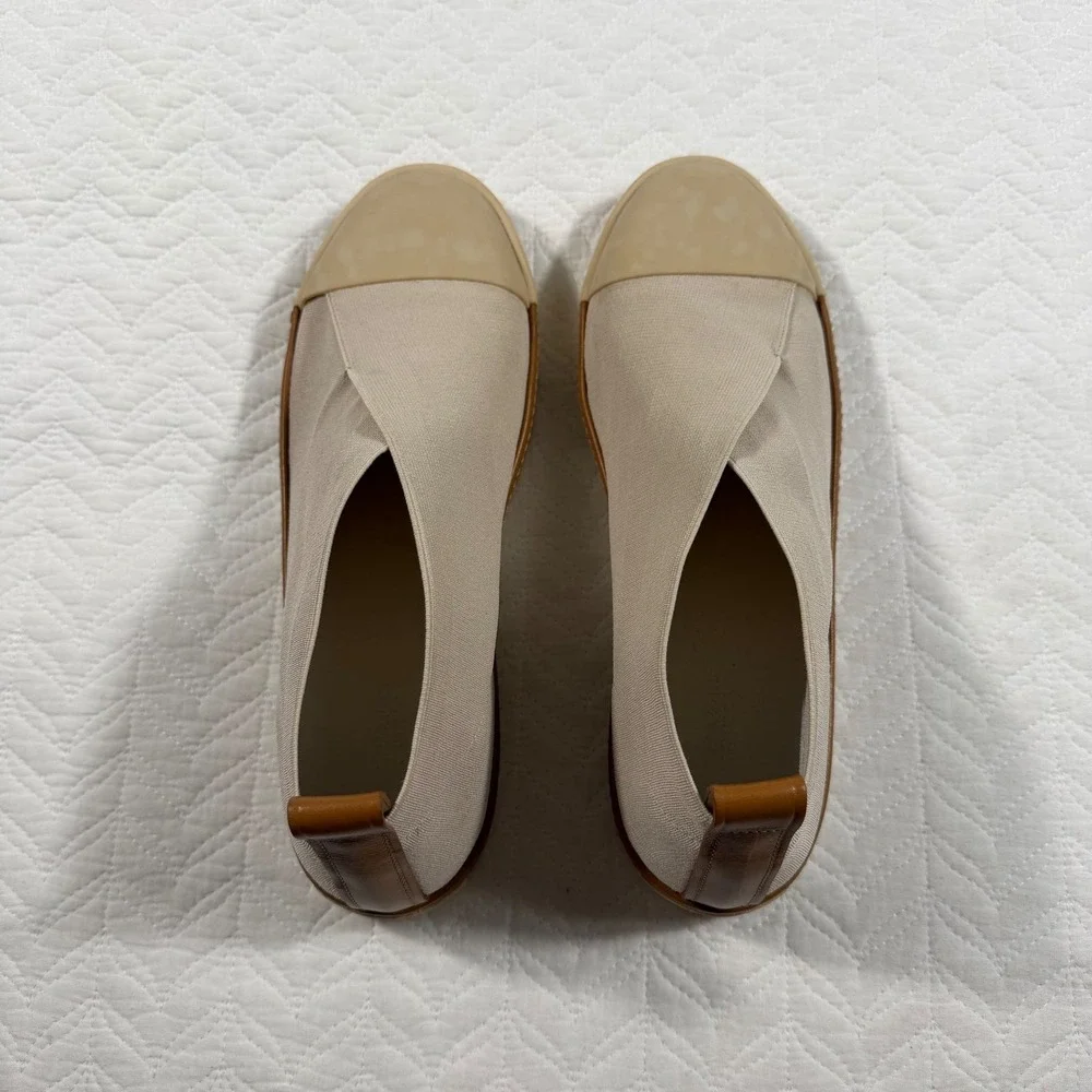 Mercedes‎ Castillo Thana Beige Stretch Slip On VCut Sneakers Brazil WMN 9.5 39.5